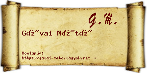 Gávai Máté névjegykártya